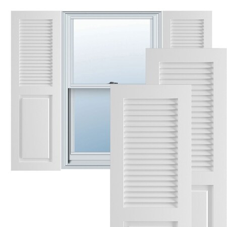 EKENA MILLWORK True Fit PVC, Combination Louver Panel Shutters, Unfinished, 14"W x 54"H TFP101CO14X054UN